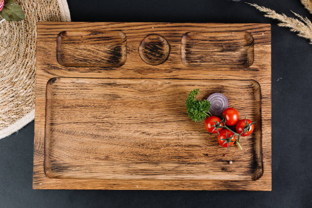 wooden cutting board with ingredients - 写真・画像