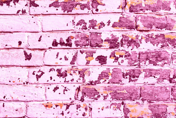 Texture, brick, wall, it can be used as a background. Brick texture with scratches and cracks - Zdjęcie, obraz
