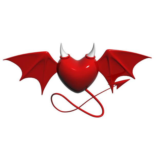 Glossy Red Devil Heart - Фото, изображение