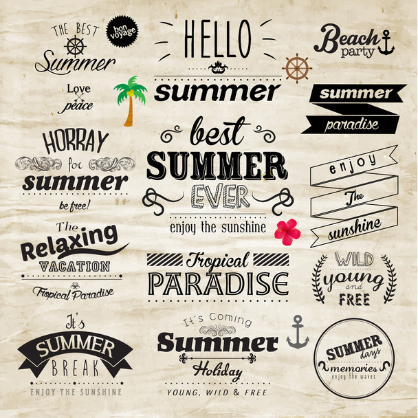 Typography Summer Holiday Badge Vector Design - Vector, imagen