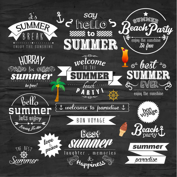 Typography Summer Holiday Badge Vector Design - Vector, imagen