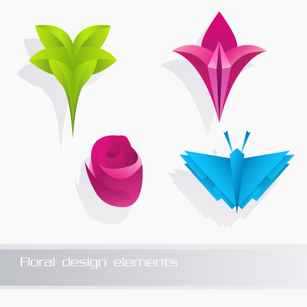 Naturaleza elementos de diseño floral conjunto - Vector, Imagen