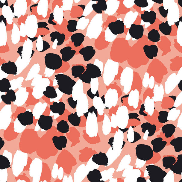 Modern colorful abstract leopard animal seamless texture. White, black and pink hand drawn rapport for background, textile, surface, web, print design.  African animal skin print vector pattern.  - Vektör, Görsel