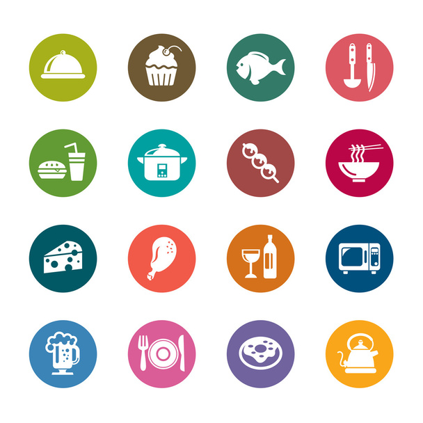 Food and Drinks Color Icons - Vector, Image