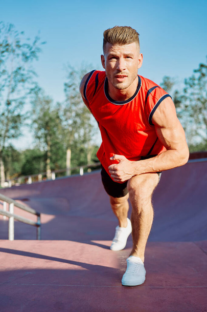 athletic man workout exercise fitness sportfit fresh air - Фото, зображення