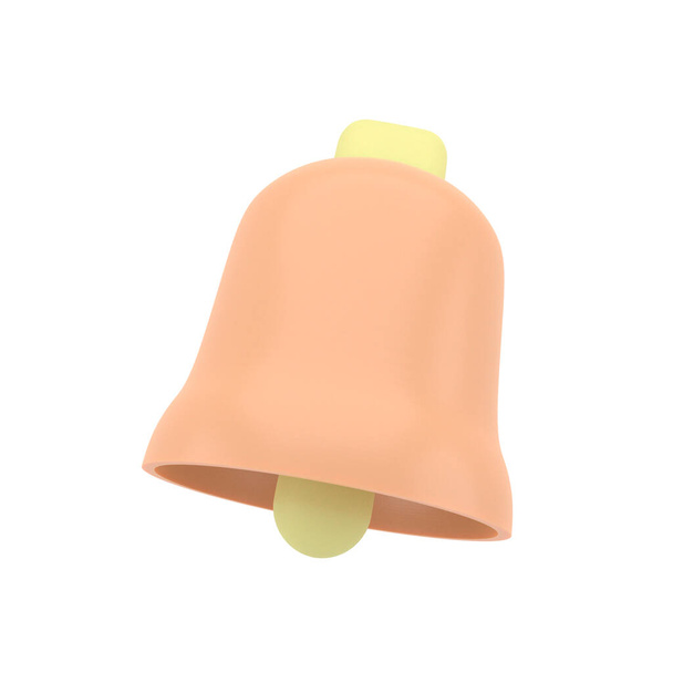 Notification 3D icon. Cute yellow bell. 3D Model render for design. - Фото, зображення