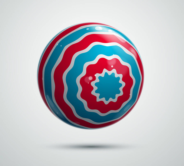Realistic glossy vector sphere decorated with pattern, cute ball abstract graphic design element. - Vetor, Imagem