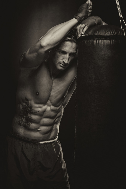 Attractive Man With Boxing Bag - Foto, Imagem