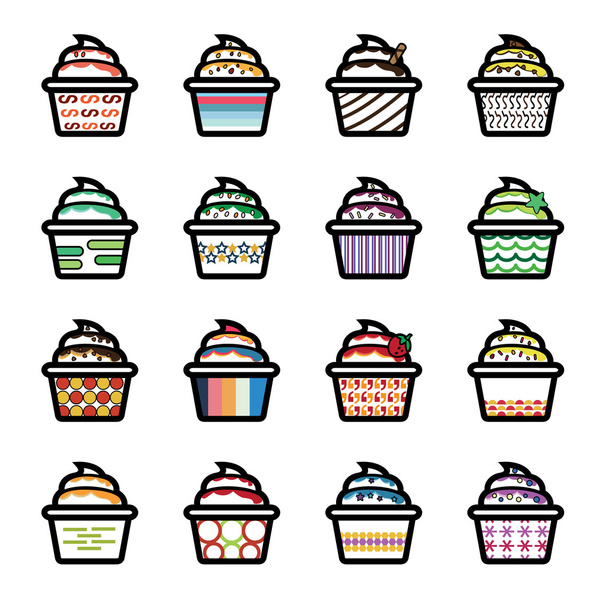 ícones de sorvete - Vetor, Imagem