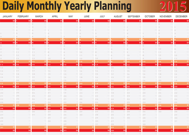 tägliches monatliches jährliches Planungsdiagramm Jahr 2015 - Vektor, Bild
