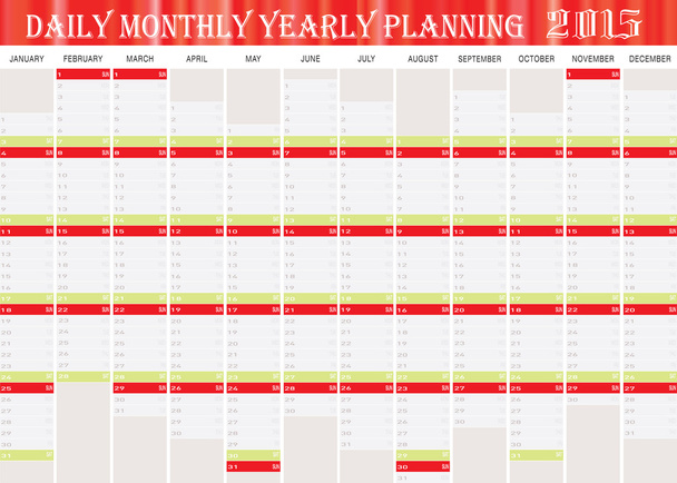 denní měsíčně, ročně plánování grafu rok 2015 - Vektor, obrázek