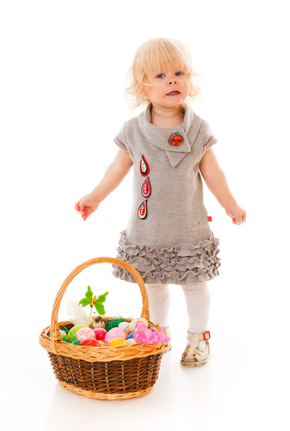 Little girl with easter eggs - Photo, image