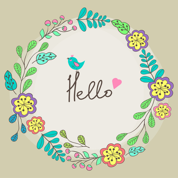 Cute floral circle ornament - Vector, afbeelding