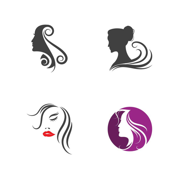 Kadın yüzü siluet karakter logo simgesi vektörü - Vektör, Görsel