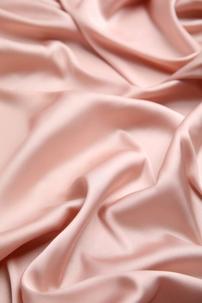 Texture of delicate pink silk as background, closeup - Фото, зображення