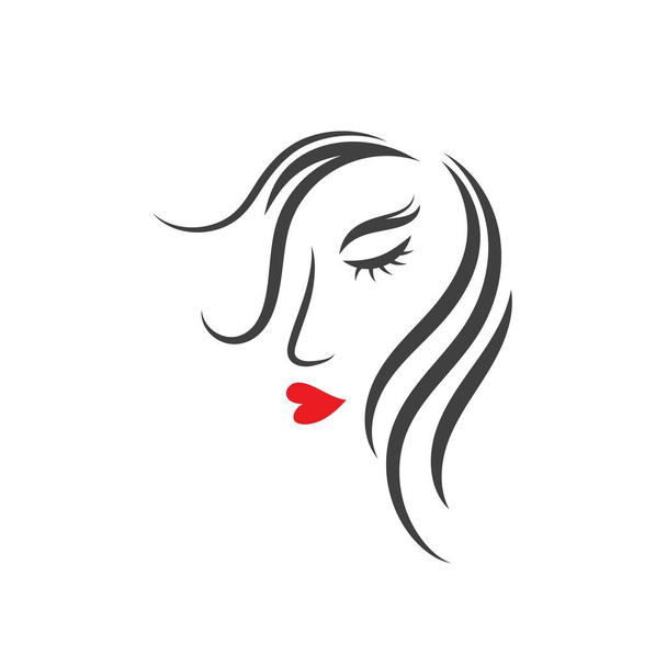 Вектор иконки логотипа женского лица - Вектор,изображение