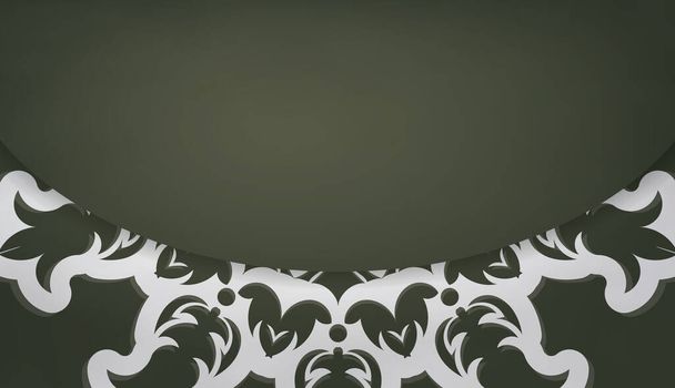 Dark green banner with vintage white pattern for logo design - Vektor, Bild