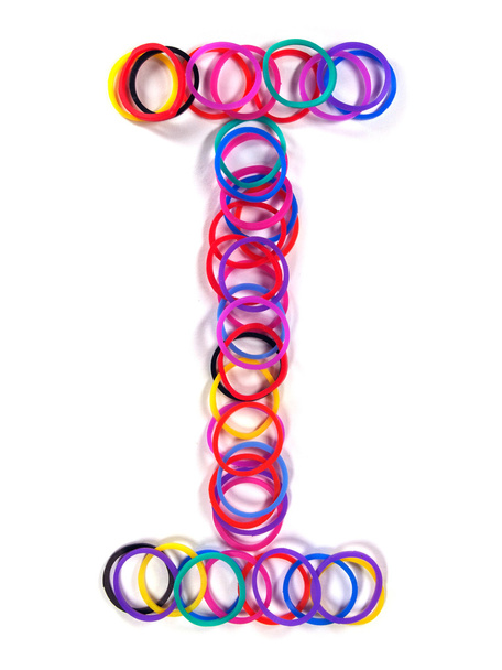 Personaje colorido banda de goma "I
". - Foto, Imagen