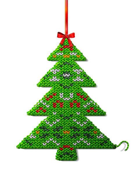 Vánoční strom z úpletu s ornamenty - Vektor, obrázek