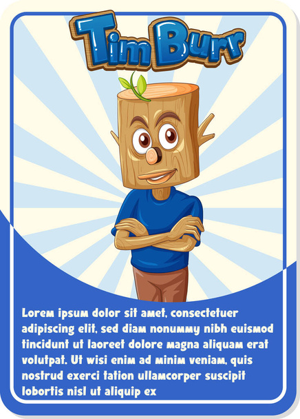Πρότυπο κάρτας παιχνιδιού χαρακτήρων με τη λέξη Timburr εικονογράφηση - Διάνυσμα, εικόνα