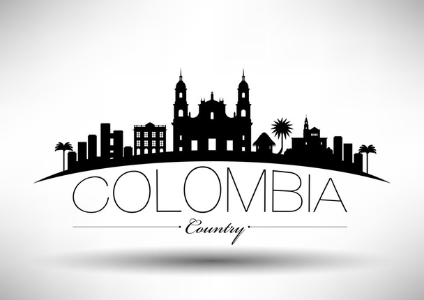 kolumbien skyline typografie design - Vektor, Bild