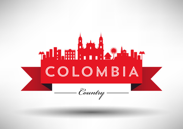Kolombiya skyline tipografi tasarım - Vektör, Görsel
