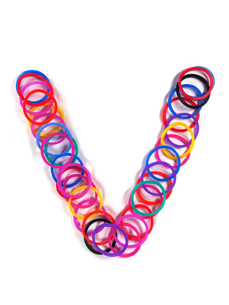 Цветной символ резиновой ленты "V
". - Фото, изображение