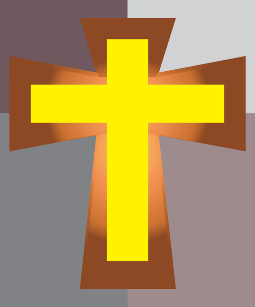 Желтый крест Иисуса на двухтоновом фоне
 - Вектор,изображение