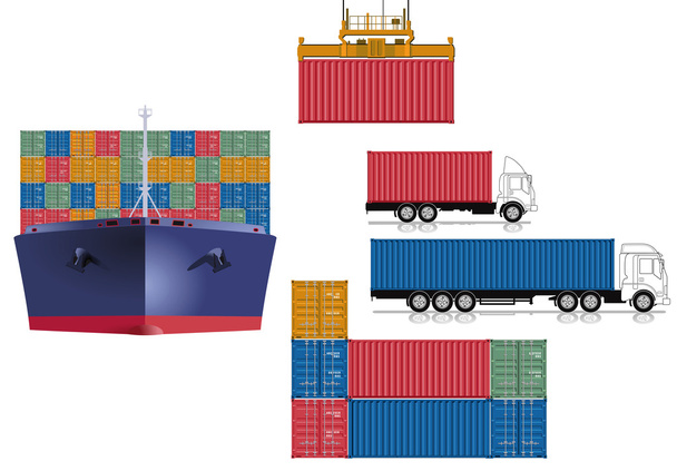 Logística de transporte de contenedores
 - Vector, imagen