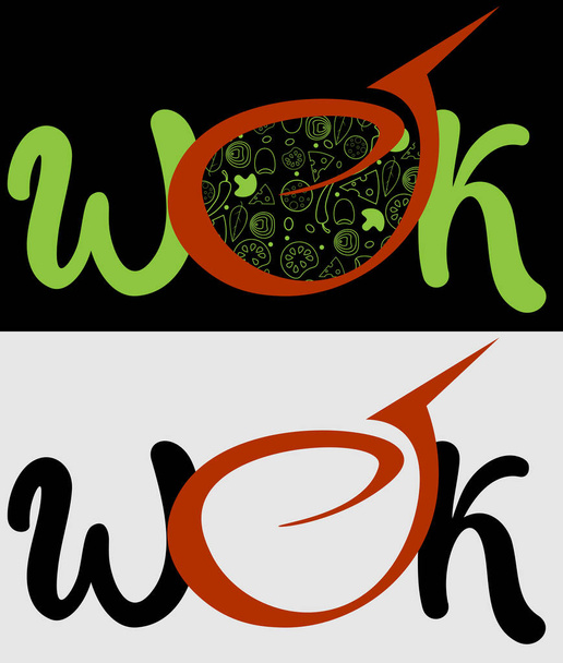 logo minimal de cuisine asiatique wok en deux versions - Vecteur, image