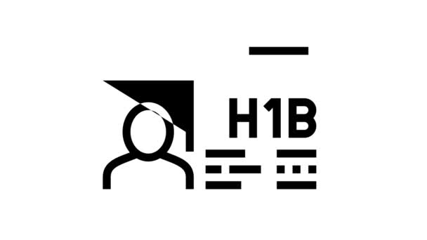 h-1b animación icono de línea de visa - Metraje, vídeo