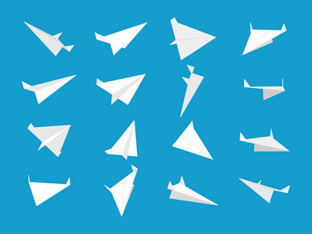 White paper planes collection with different views and angles - Vector, imagen