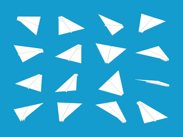 White paper planes collection with different views and angles - Vector, Image