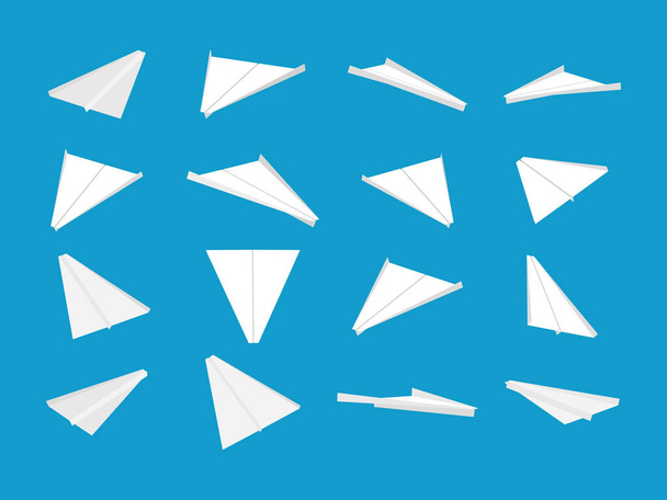 White paper planes collection with different views and angles - Wektor, obraz