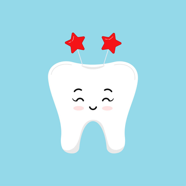 Christmas tooth with headband with stars dental icon - Vector, afbeelding