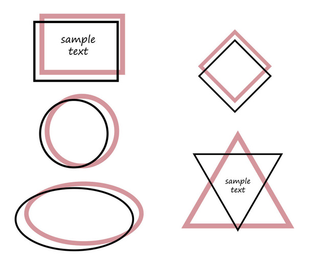 Set of double frames for lettering. Elements for design. Simple geometric elements - Vector, Image
