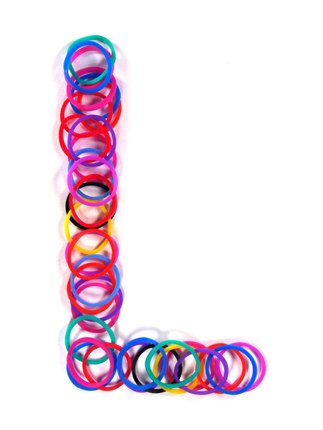 Colorful rubber band character "L". - Photo, Image