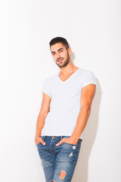 handsome man in white tshirt  - Фото, зображення