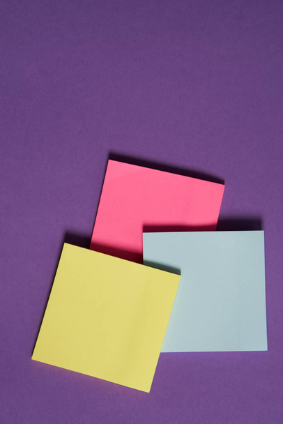 colorful stickers office supplies hobby drawing purple background - 写真・画像