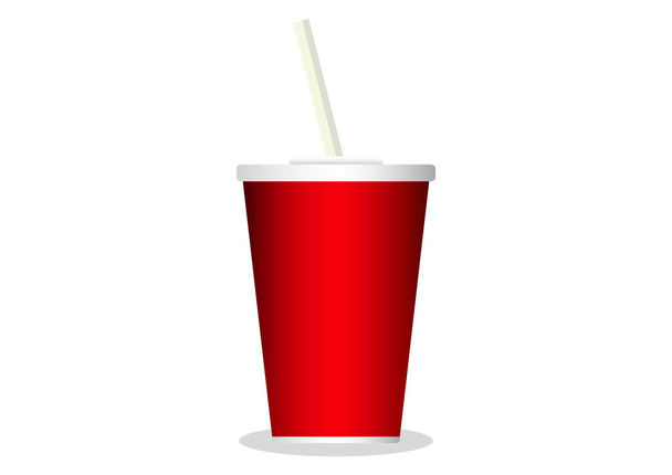 Red disposable soda cup on white background - Vetor, Imagem