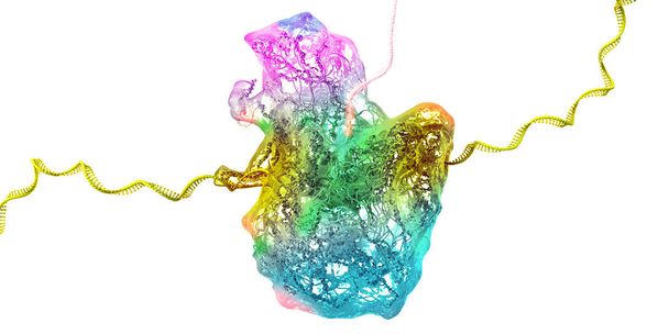 Ribosome as part of an biological cell constructing messenger rna molecule - 3d illustration - Foto, Imagen