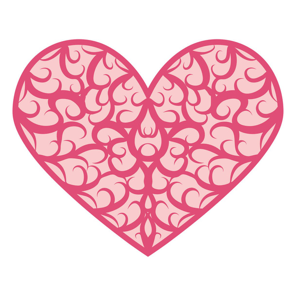 Valentine's day greeting card. ornamental heart shaped 3d decoration. Cutout lacy ornate heart. Laser cutting design element - Vettoriali, immagini