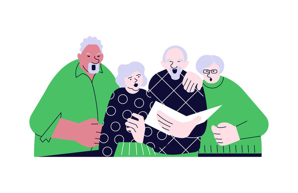Anziani canto corale dal libro di canzoni insieme - Foto, immagini