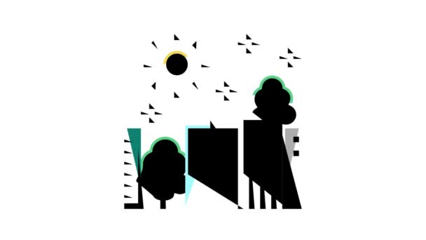 animación icono de color de la ciudad ecológicamente limpio - Imágenes, Vídeo