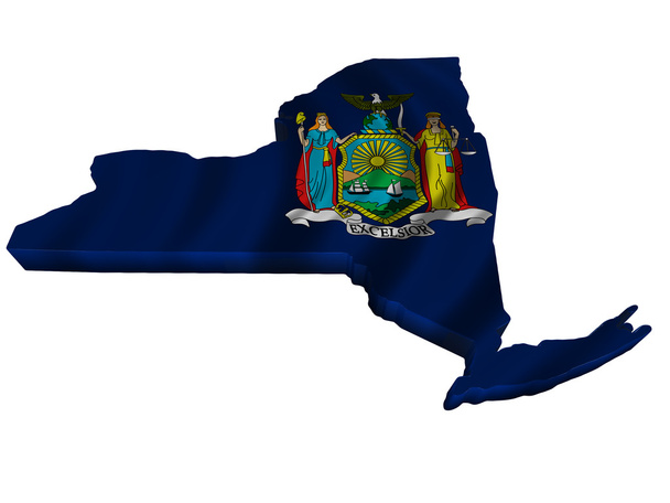 Bandera y mapa de Nueva York
 - Foto, Imagen