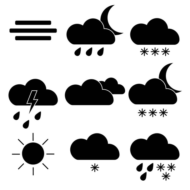 Weather icons.Set of weather forecast icons.Vector illustration. - Vetor, Imagem