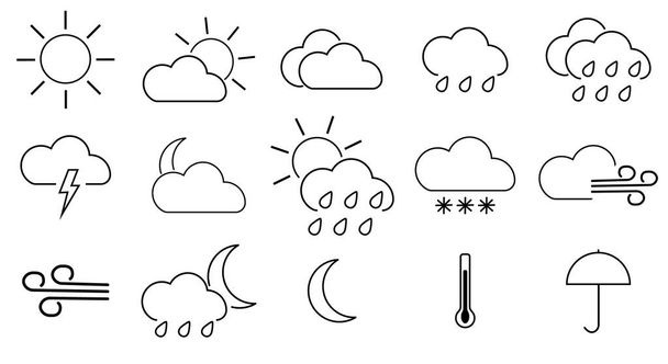 Weather icons.Set of weather forecast icons.Vector illustration. - Vektor, Bild