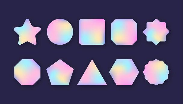 Holographic stickers. Blank rainbow shiny emblems. Vector stock illustration. - Διάνυσμα, εικόνα