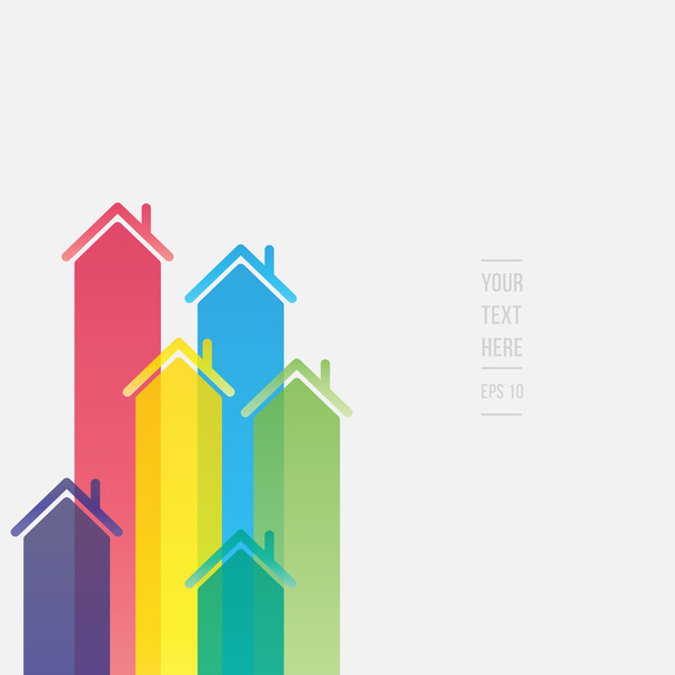 barevné pozadí s symbolem domků, vektoru - Vektor, obrázek