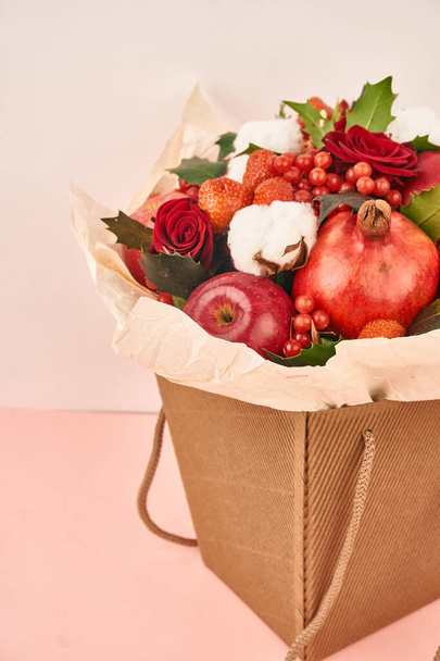 bouquet with fruits vitamins decoration gift romance - Фото, изображение